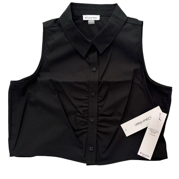 Calvin Klein NWT Cotton Collared Sleeveless Shirt - Picture 2 of 5